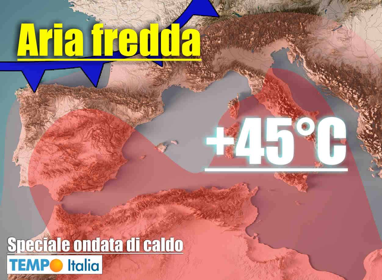 Meteo con FORTE CANICOLA 45 gradi tra fine Luglio ed i primi di Agosto
