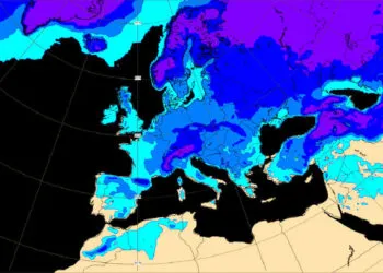 Rischio gelo centro meteo europeo nell'emissione avvenuta ieri.