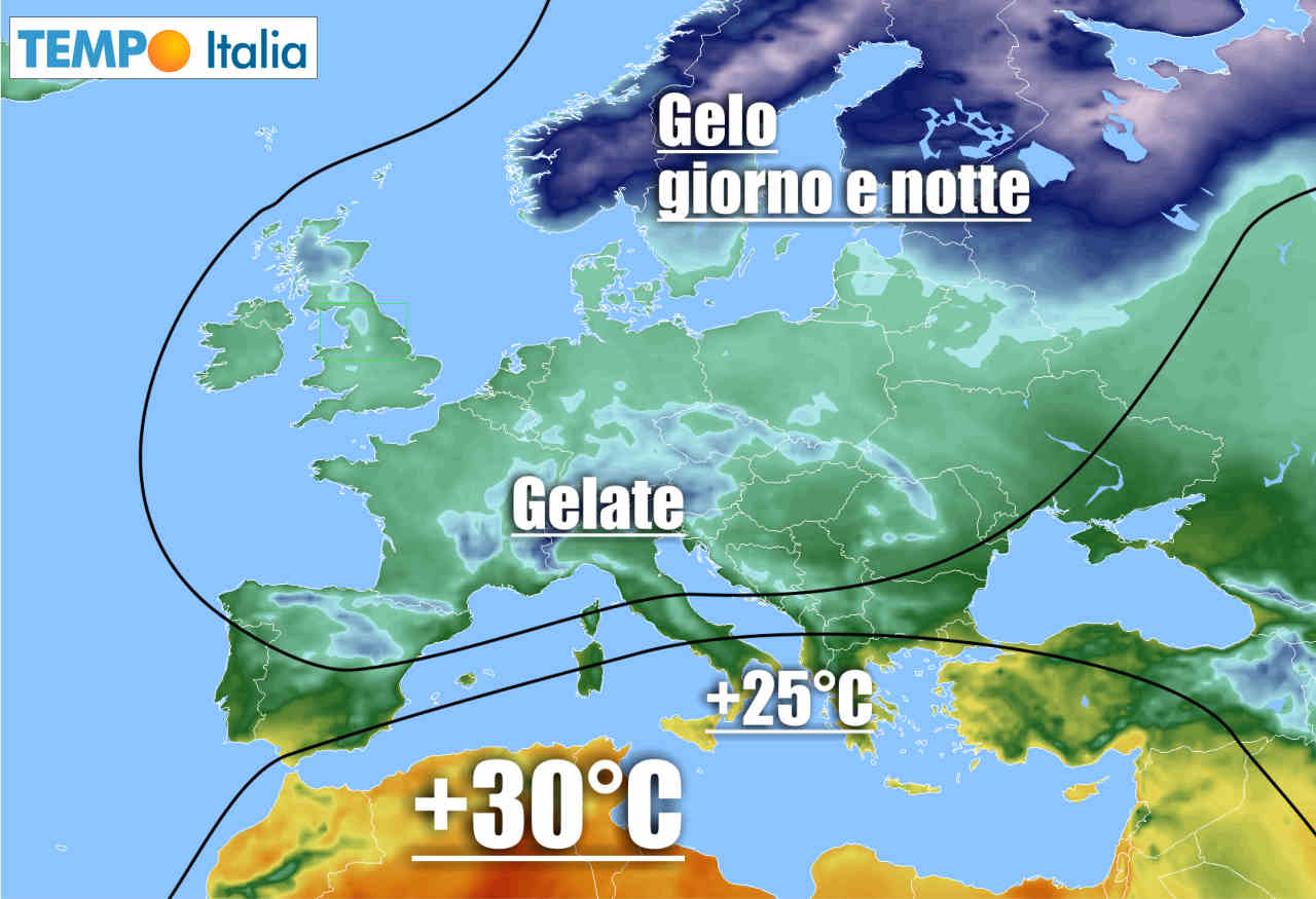 Meteo caldo al Sud e freddo al Nord Italia.