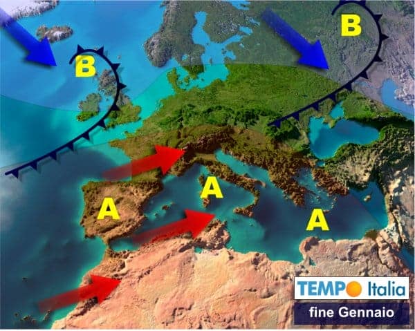 Primi di FEBBRAIO: Alta Pressione in graduale ritirata con perturbazioni dalla Groenlandia verso Balcani e forse ITALIA