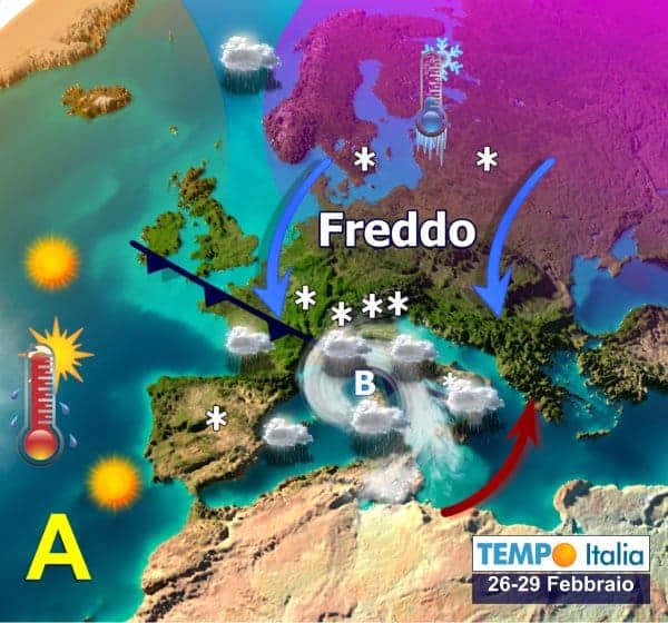 Dopo l’anticipo di primavera, con caldo anomalo, meteo invernale tra fine febbraio e inizio marzo