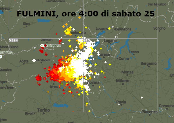 Tempesta di fulmini iniziata nel Nord Ovest italiano, in notte tropicale 23 Tempesta di fulmini iniziata nel Nord Ovest italiano, in notte tropicale