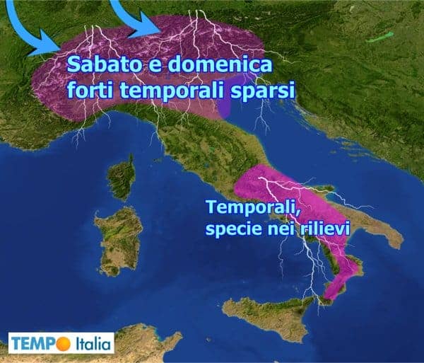 Escalation di temporali da sabato sul Nord. Temporali anche al Sud Italia 25 Escalation di temporali da sabato sul Nord. Temporali anche al Sud Italia