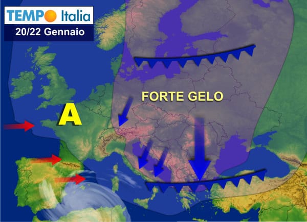 Perturbazione verso le tirreniche causerà maltempo per un Bassa Pressione che trascinerà verso l’Italia ulteriore aria fredda dai Balcani