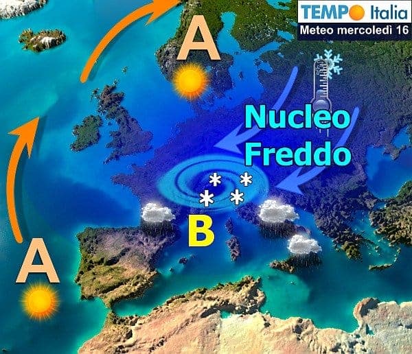 Freddo in rotta da est, nevicate fino a bassa quota al Nord. Piogge e temporali, maltempo invernale