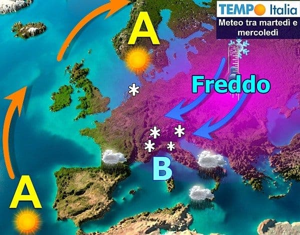 Vortice freddo in arrivo dalla Russia, nuovo maltempo. Possibile neve anche a bassa quota sul Nord