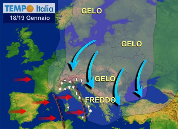 Primi giorni della settimana con una perturbazione. Neve al Nord e meteo freddo. Poi cambiamento