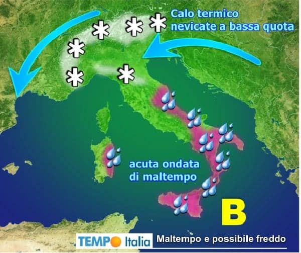 Aria fredda continentale verso il nord Italia, nuovo calo termico dal weekend