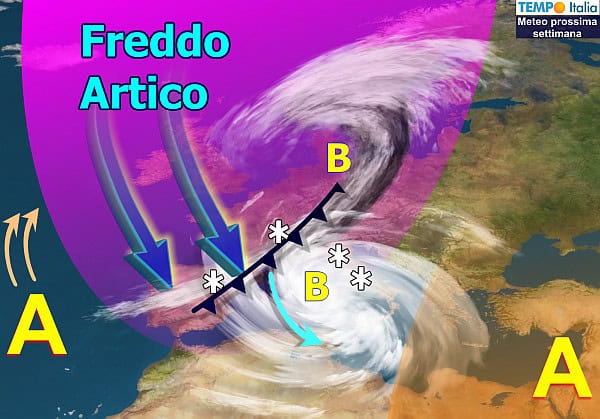 Meteo invernale con freddo artico e neve da metà mese: continuerà il forte maltempo