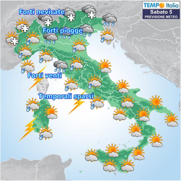 Oggi tempo in miglioramento, ma da da domani nuove perturbazioni