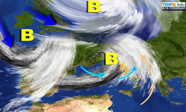 Lunga sfilza di perturbazioni, maltempo con bufere di vento e neve abbondantissima sulle Alpi