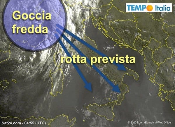 GOCCIA FREDDA, rotta Penisola italiana, conseguenti avversità meteo sino alla Sicilia