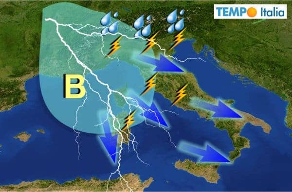 Meteo Italia: peggiora nel fine settimana con temporali al Nord e poi anche nei Mari del Sud