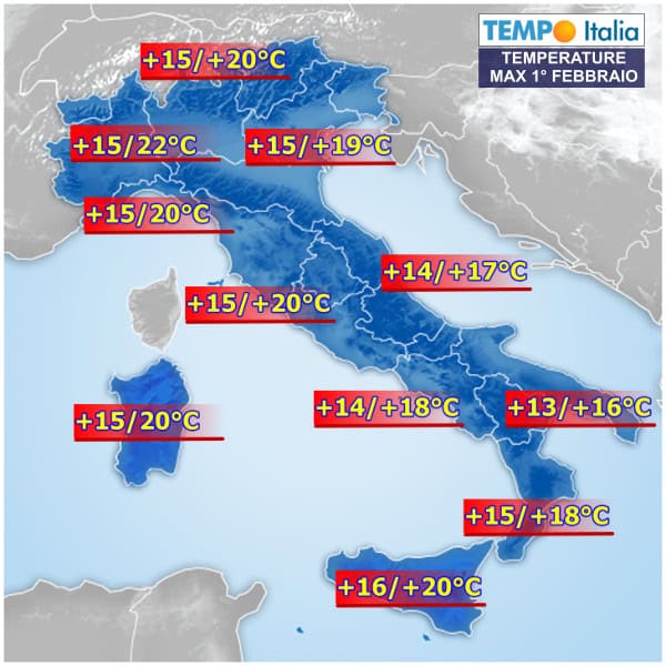 Primavera per un giorno: 10 gradi oltre la media al Nord, 6°C al Centro, 4-5°C al Sud