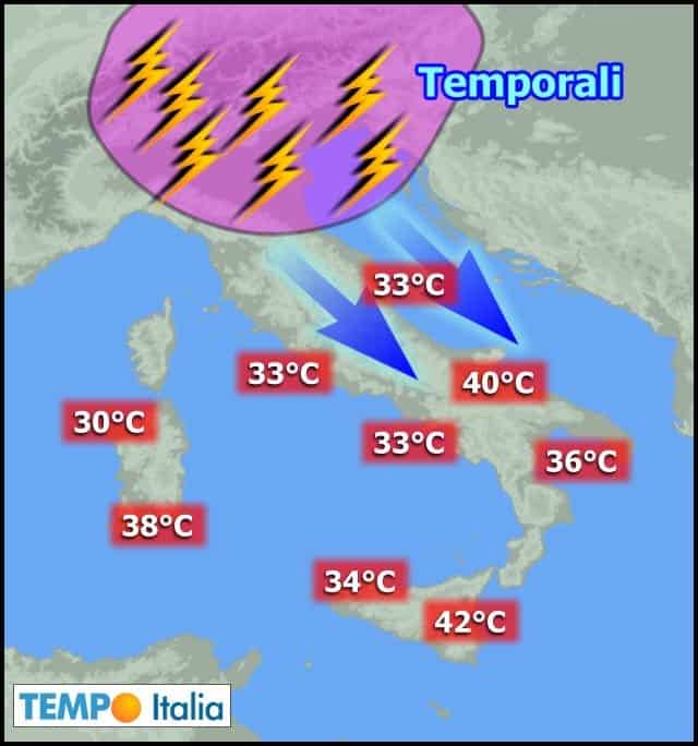 Meteo avverso in Italia: forti temporali al Nord, caldo afoso al Sud, ma cambia