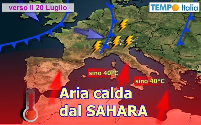 Vari cambiamenti meteo, poi aria che verrà dal Sahara e porterà il caldo