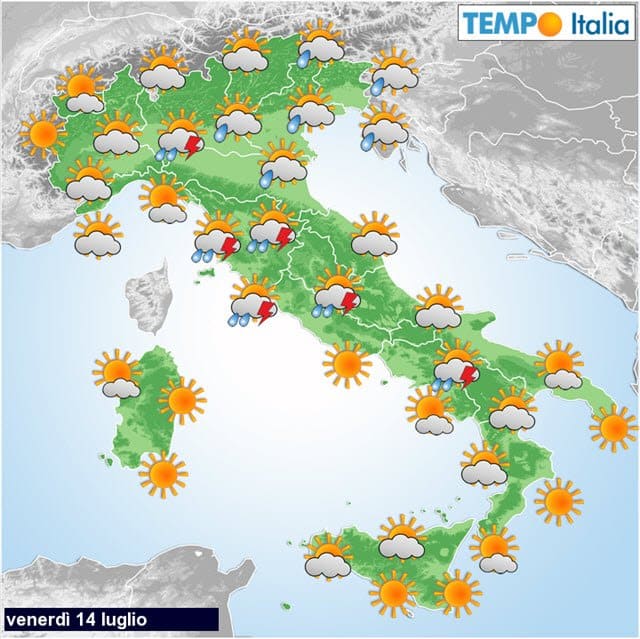 Meteo per oggi, temporali avremo caldo intenso, ma con refrigerio al Nord Italia