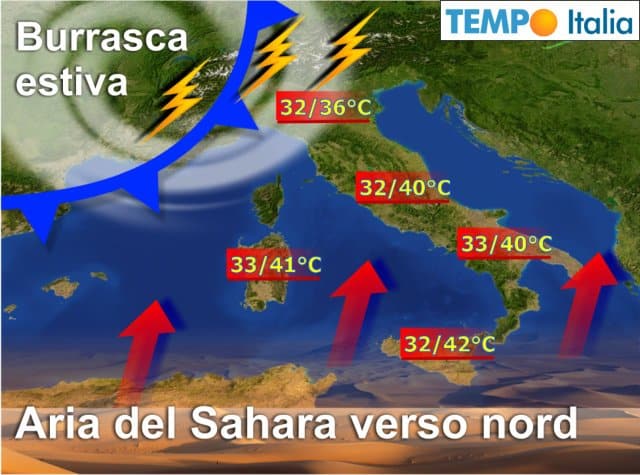 METEO ESTREMO: forte caldo, ma si va verso la burrasca estiva. Temporali tropicali al Nord