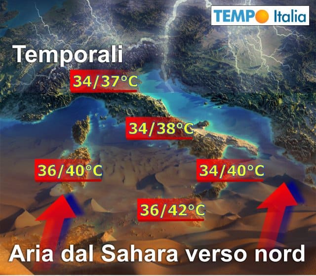 Estremi meteo in una settimana: caldo africano, temporali, grandine e burrasca estiva