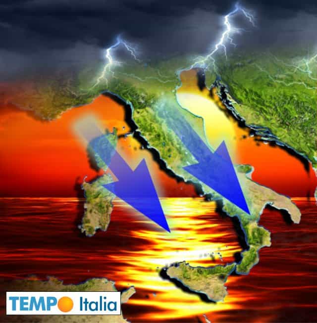 Meteo Italia: REPENTINO episodio temporalesco e forte refrigerio. Da domenica CALDO