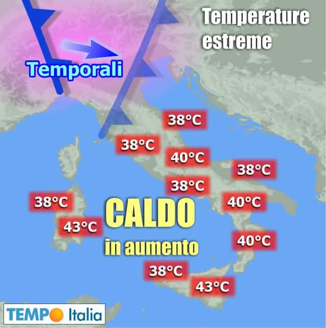 Meteo in breve: caldo dal Sahara al Centro e Sud, temporali al Nord, poi brusco cambiamento