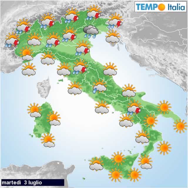 METEO OGGI, Italia al caldo estivo, TEMPORALI anche forti al Nord