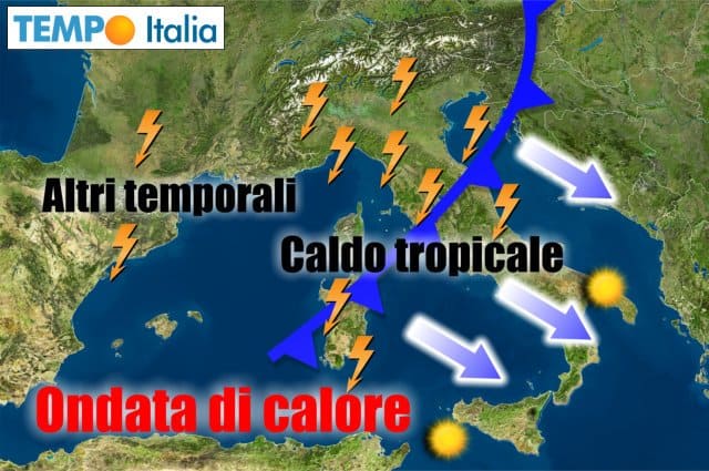 METEO sino al 20 Agosto: TEMPORALI  a FERRAGOSTO, altre PERTURBAZIONI