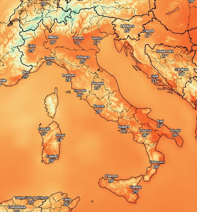 Meteo oggi, ecco quanto farà caldo. Le temperature massime attese