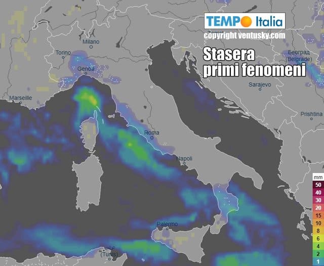 Evoluzione METEO serale: prime precipitazioni, anche NEVE 50 Evoluzione METEO serale: prime precipitazioni, anche NEVE
