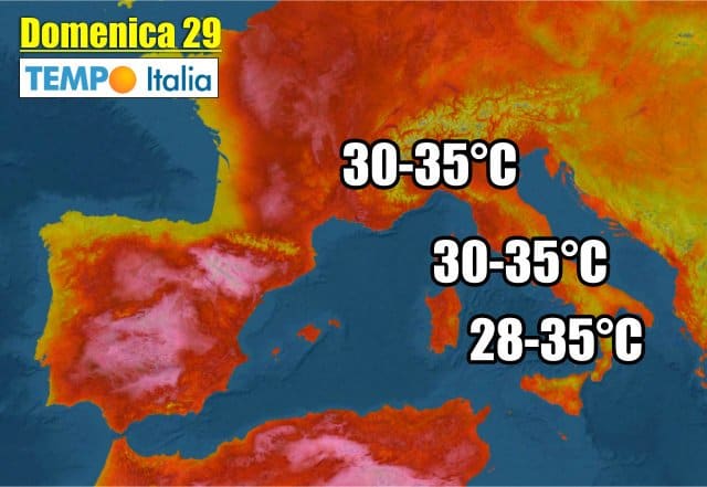 Meteo Italia, temperature massime attese domani 33 Meteo Italia, temperature massime attese domani