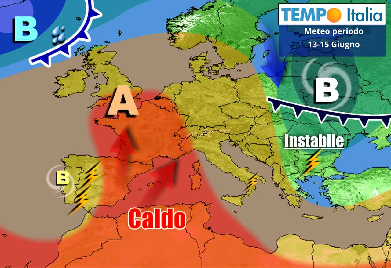 Caldo estivo in accentuazione sull'Italia, per l'anticiclone in rinforzo