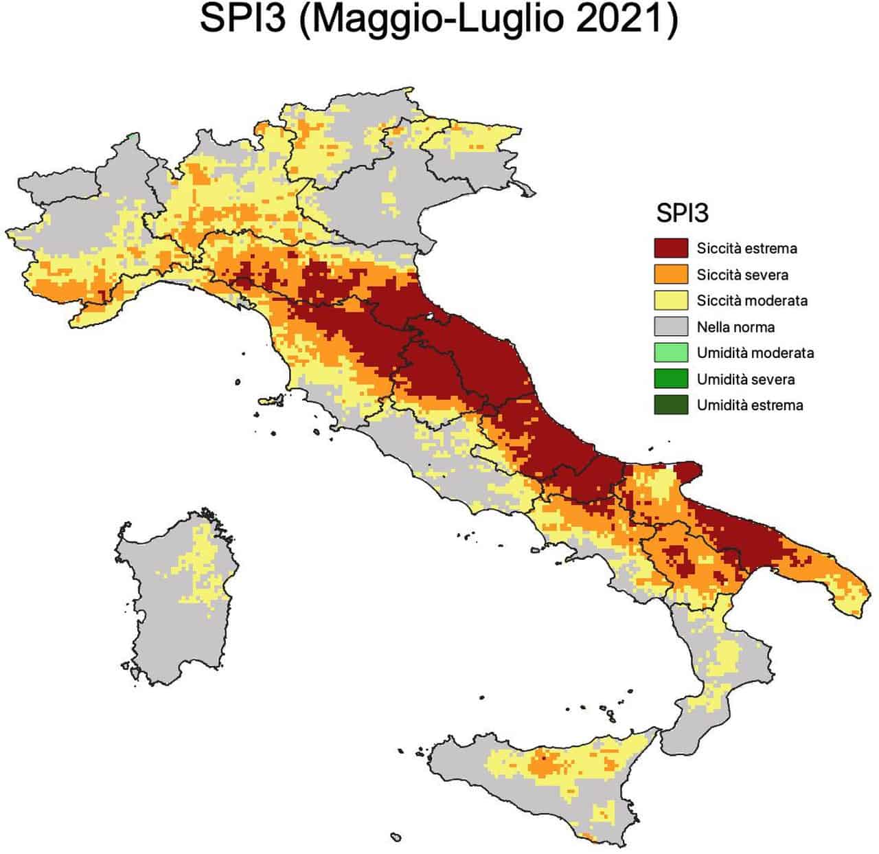 Italia spaccata e tante aree sono in pericolo siccità estrema