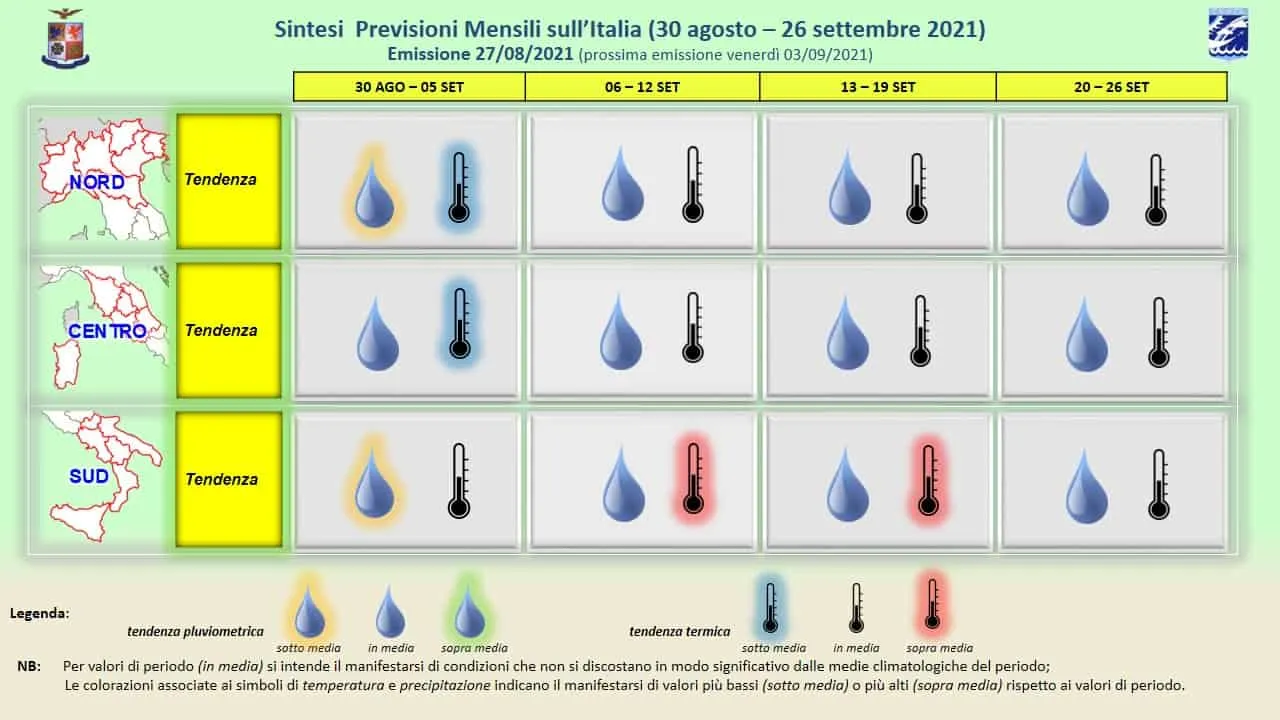 Meteo Aeronautica sino 26 settembre
