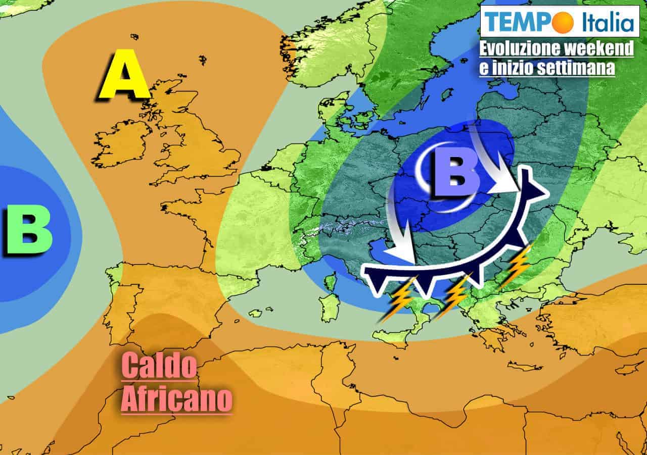 METEO con VORTICE FREDDO nel weekend. Sfuriata di TEMPORALI e GRANDINATE