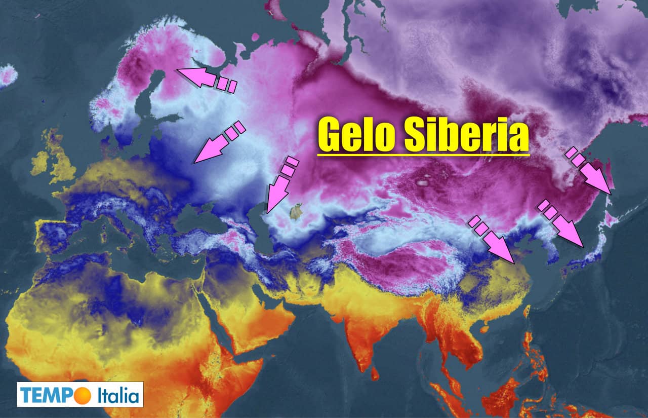 meteo con gelo siberiano in espansione