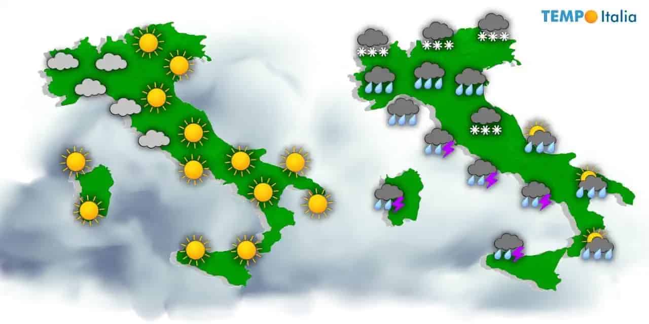 Arrivano pioggia e neve