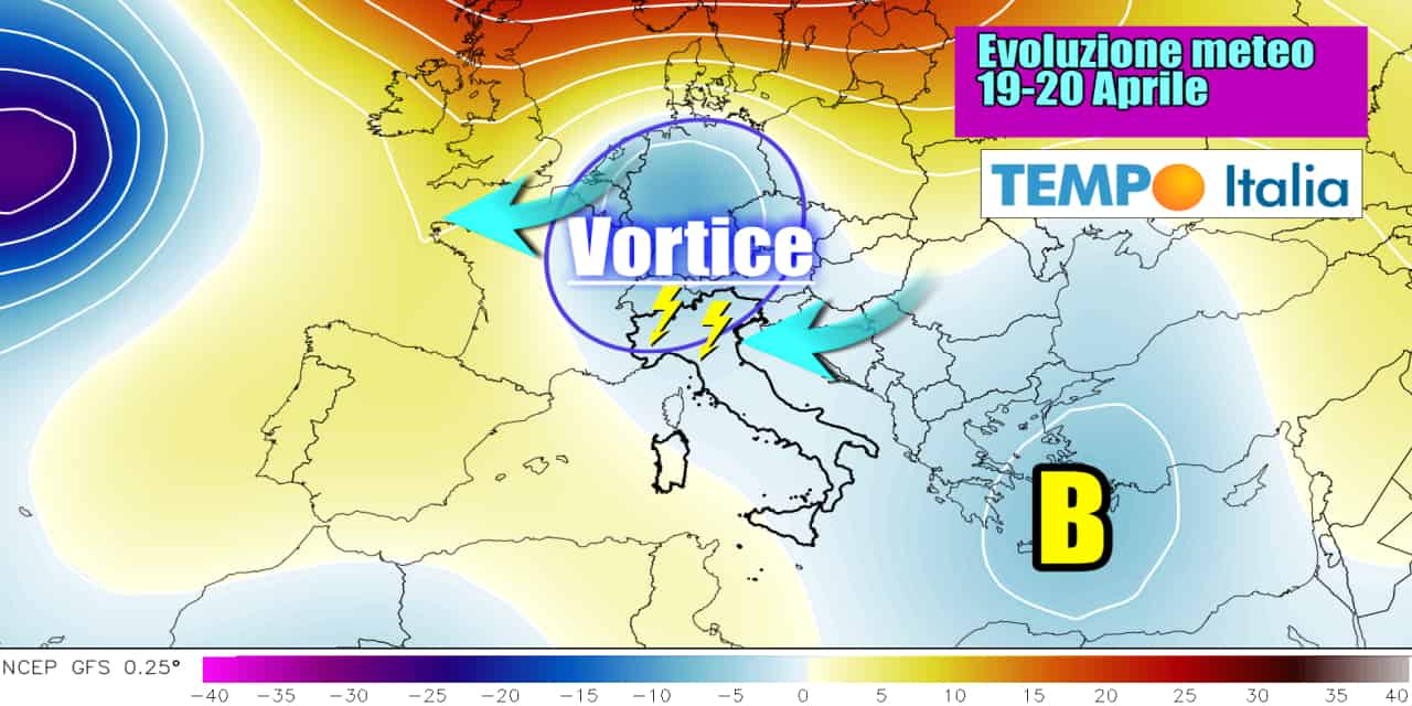 Nuovo vortice punterà il Nord Italia