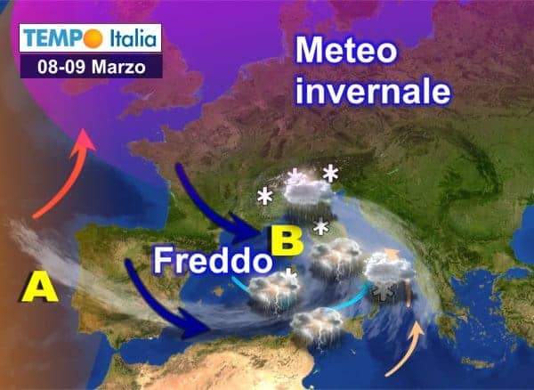 Settimana invernale, tra piogge temporali e diffuse nevicate a bassa quota. Schiarite nel weekend