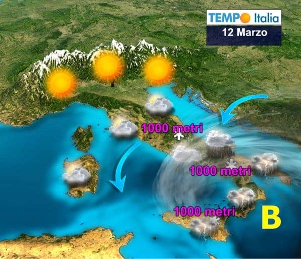 Maltempo, localmente violento, in rotta verso il Sud Italia. Prossima settimana fredda e variabile