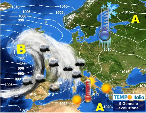 Sabato con forte maltempo al Nord Italia. Neve su Alpi, caldo fuori stagione al Centro Sud