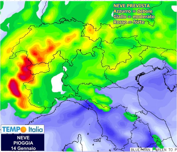 MAPPE Neve Val Padana il 14 Gennaio, due proiezioni a confronto 3 wapt image post 163 1