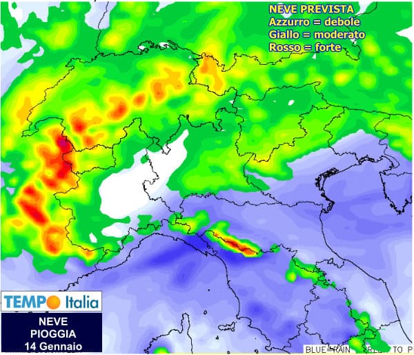 MAPPE Neve Val Padana il 14 Gennaio, due proiezioni a confronto 4 wapt image post 164 2