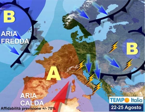 Meteo Italia: arriva l’Anticiclone a Ovest, ma dai Balcani temporali verso Sud e Sicilia. Caldo tropicale, qualcosa cambia 26 Meteo Italia: arriva l’Anticiclone a Ovest, ma dai Balcani temporali verso Sud e Sicilia. Caldo tropicale, qualcosa cambia