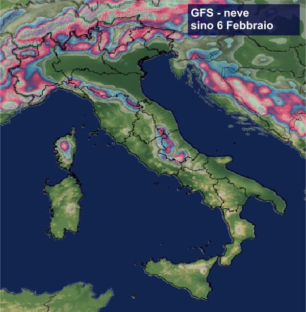 Mappe neve sino 6 Febbraio: fonte modelli matematici americano ed europeo 3 wapt image post 230 2