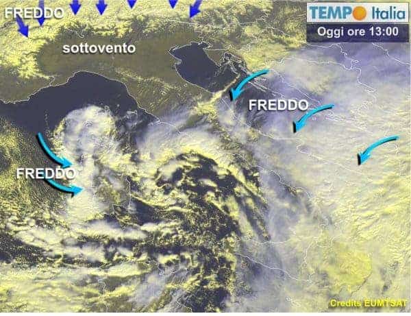 Irruzione d’aria fredda in atto, ma al Nord c’è il sole e l’aria è mite. Il freddo arriverà di botto 2 wapt image post 290