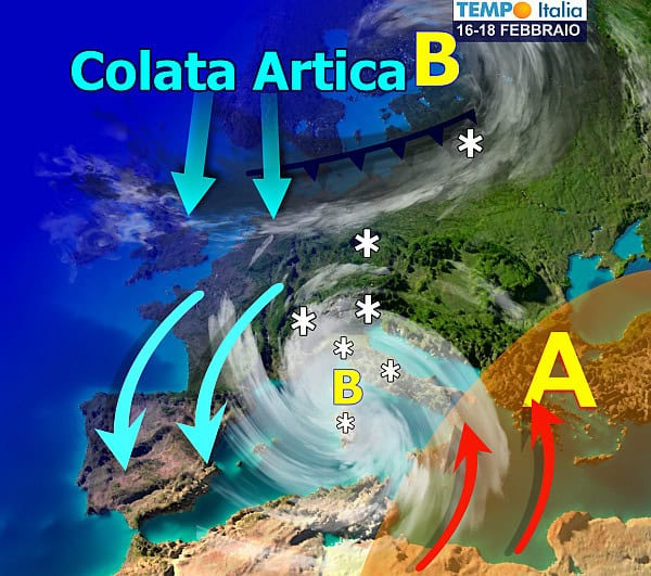 Violento maltempo, ciclone mediterraneo in vista ed un po’ di freddo. Poi ribaltone dal 20 febbraio