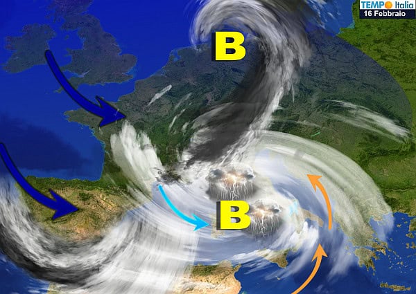 Clou del maltempo con piogge, temporali, nevicate. Caldo anomalo al Sud. Migliora dopo metà settimana 2 wapt image post 376 2