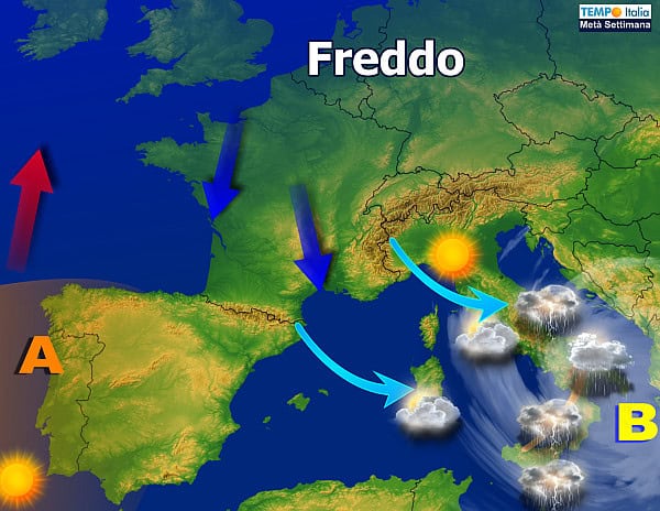 Clou del maltempo con piogge, temporali, nevicate. Caldo anomalo al Sud. Migliora dopo metà settimana 3 wapt image post 377 1