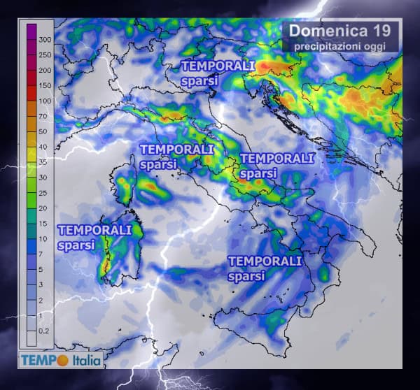 Italia, le piogge e i temporali attesi oggi. Locali fenomeni intensi 12 Italia, le piogge e i temporali attesi oggi. Locali fenomeni intensi