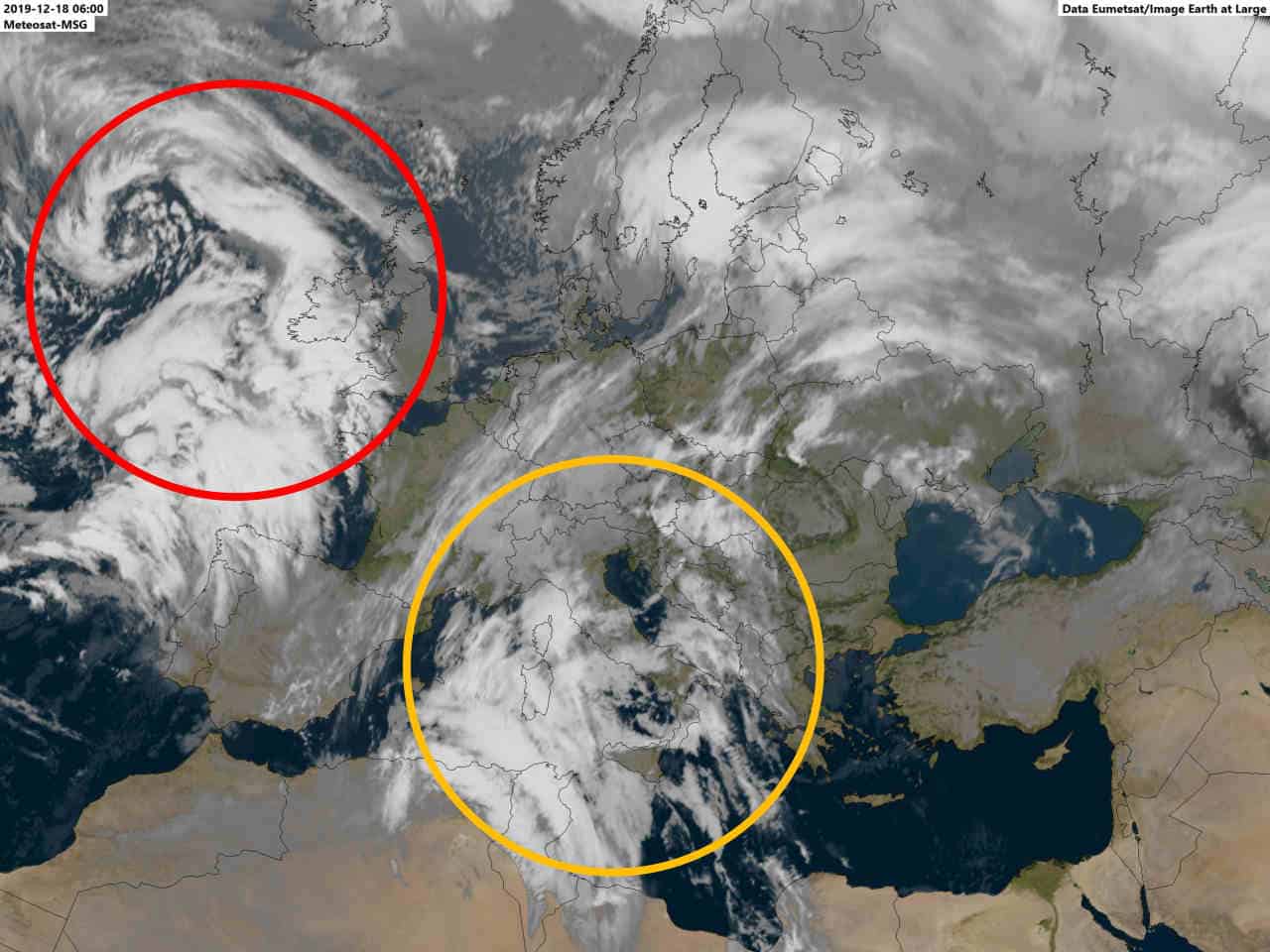 Meteo ciclonico sull’Italia: forte perturbazione in arrivo da Isole Britanniche e Spagna
